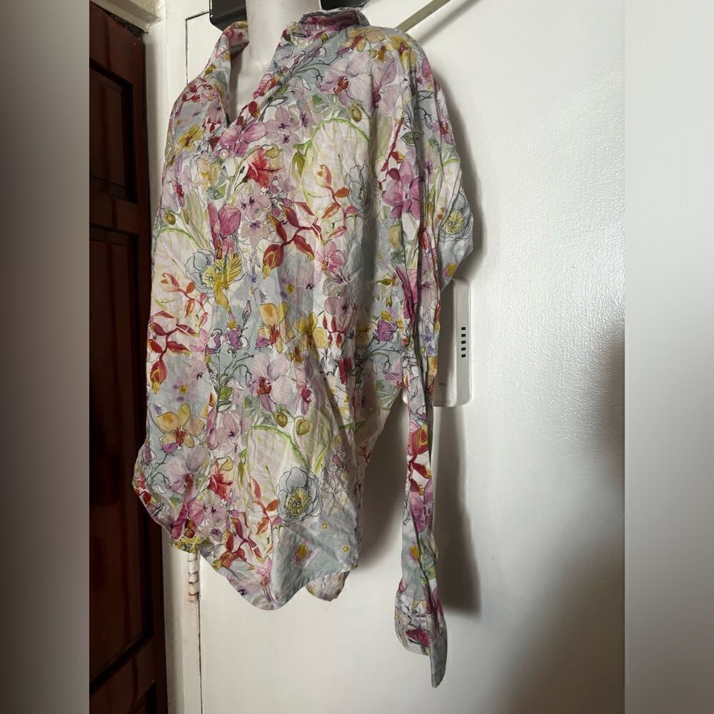 Garnish floral dress suit shirt button down top Easter blouse